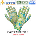 Gants de jardin, impression Polyestershell Transparent Nitrile Revêtu de finition lisse, Gants de travail (G1000) avec CE, En388, En420